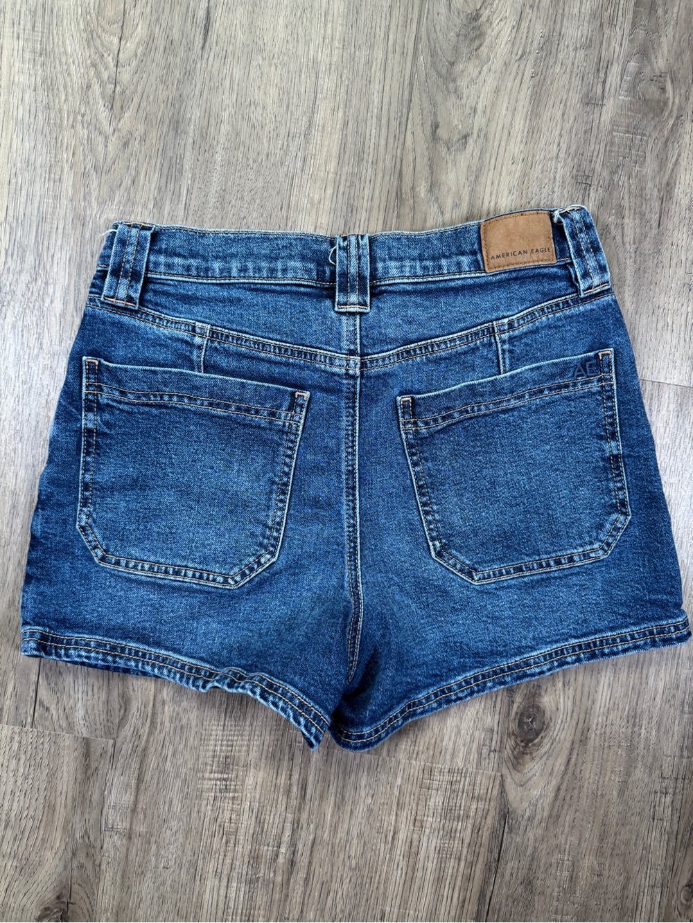 American Eagle Outfitters Dark Blue High-Rise Relaxed Denim Shorts - Picture 2 of 14